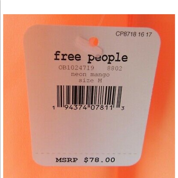 NWT Free People Movement Pretty Lil Running Top. Size S. Color - Neon Mango. - Picture 4 of 5